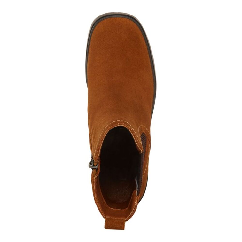 AQUA COLLEGE Womens Brown 1" Platform Raine Toe Block Heel Suede Chelsea 6 M - Picture 3 of 4
